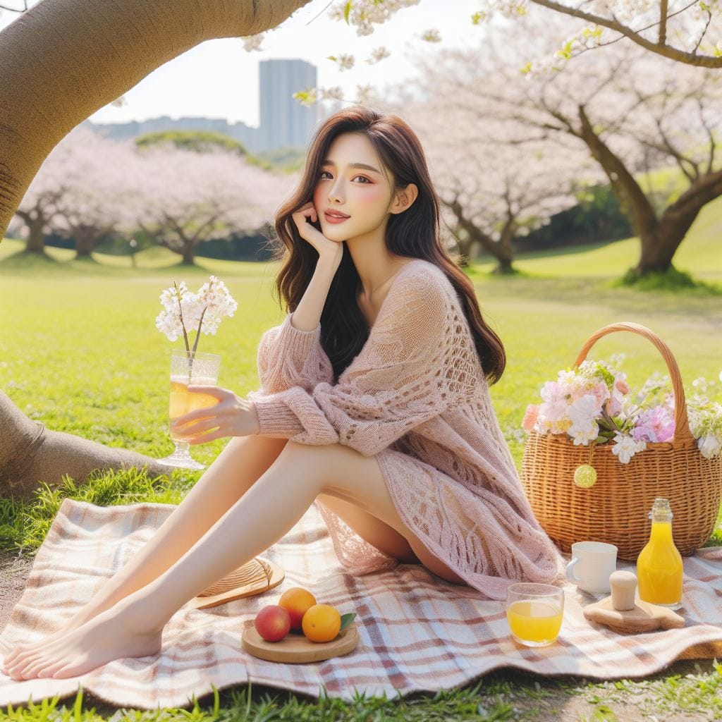 Picnic under the cherry blossom tree with a sweet girl
 – Larose.VIP